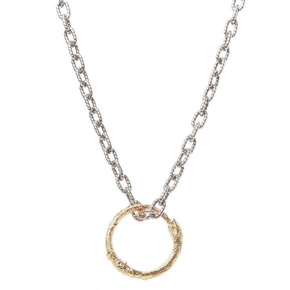 GUCCI - Sterling Silver 18K Yellow Gold Ouroboros Snake Ring Necklace - Picture 1 of 4